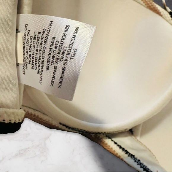 Shade and Shore Bikini Halter Top 36B And Cheeky Bottom L Pique Texture Stripe - Picture 9 of 10